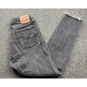 Levis 501XX Button Fly Denim S Skinny Jeans Raw Hem Black Womens Sz 30x28